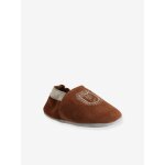 Chaussons lastiqus en cuir souple bb marron imprim