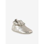 Chaussons lastiqus en cuir souple bb or