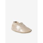 Chaussons lastiqus en cuir souple bb or
