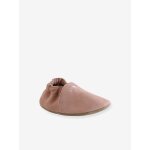 Chaussons lastiqus en cuir souple bb rose poudr