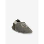 Chaussons élastiqués en cuir souple bébé vert imprimé Chaussons élastiqués en cuir souple bébé vert imprimé