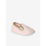 Chaussons lastiqus enfant en toile rose imprim