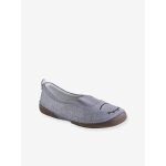 Chaussons lastiqus fille en cuir gris clair