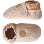 Chaussons enfant cuir souple bouclettes beige