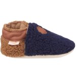 Chaussons enfant cuir souple bouclettes bleu