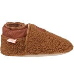 Chaussons enfant cuir souple bouclettes marron