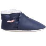 Chaussons enfant cuir souple uni fourr�s bleu