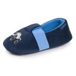Chaussons mocassins microvelours, semelle gomme antid�rapante marine