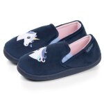 Chaussons mocassins velours, maintien souple, facile � enfiler, semelle flexible marine