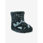 Chaussons montants fausse fourrure dinosaures enfant vert