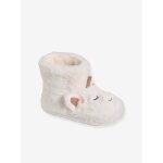 Chaussons montants licornes fille en peluche blanc