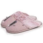 Chaussons mules chat fantaisie confort moelleux rose chin�