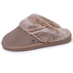 Chaussons mules cuir fourr chaud beige