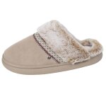 Chaussons mules cuir semelle bloup extra confort beige