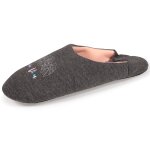 Chaussons mules en jersey et semelle � picots antid�rapants gris chin� fonc�