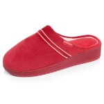 Chaussons mules microvelours mousse � m�moire forme talon 3, 7 cm rouge