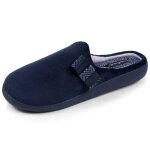 Chaussons mules microvelours semelle ergonomique soutien vo�te plantaire marine