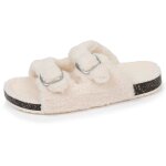 Chaussons mules ouvertes amorti talon, confort  la marche ivoire