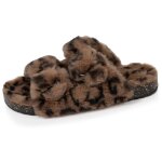 Chaussons mules ouvertes amorti talon, confort  la marche lopard