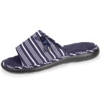 Chaussons mules ouvertes trs confortables, en jersey bio rayure marinire