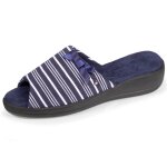 Chaussons mules ouvertes  talon 4, 5 cm ultra confort rayure marinire