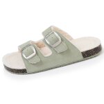 Chaussons mules ouvertes ultra confortables, en cuir vert d'eau