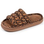 Chaussons mules ouvertes velours semelle bloup xtra confort l�opard camel