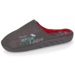 Chaussons mules en polaire avec des détails graffiti gris foncé Chaussons mules en polaire avec des détails graffiti gris foncé
