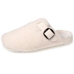 Chaussons mules sabot confort interieur imitation fourrure ivoire