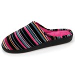 Chaussons mules semelle ergonomique confort, velours rayures