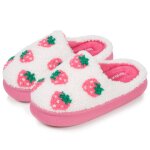 Chaussons mules sherpa fraise, semelle bloup xtra confort, amorti souple ivoire