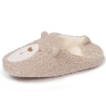Chaussons mules sherpa, semelle antidrapante beige
