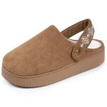 Chaussons mules su�dine plateforme de 3, 5 cm, confort mousse optimal camel