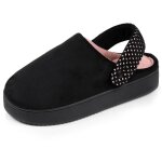 Chaussons mules su�dine plateforme de 3, 5 cm, confort mousse optimal noir