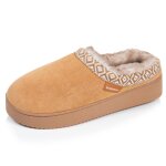Chaussons mules su�dine � semelle compens� de 3, 5 cm, confort camel
