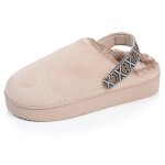 Chaussons mules su�dine semelle plateforme beige