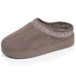 Chaussons mules su�dine semelle plateforme taupe