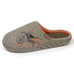 Chaussons mules en tissu polaire, semelle ergonomique confort kaki chiné Chaussons mules en tissu polaire, semelle ergonomique confort kaki chiné