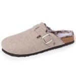 Chaussons mules ultra confortables, intrieur fausse fourrure taupe chin