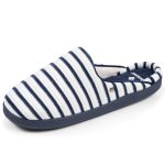 Chaussons mules ultra confortables et l�gers, mousse � m�moire de forme rayuresbleues