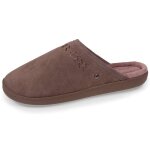 Chaussons mules ultra confortables et lgres, en coton biologique et semelle  mmoire de forme taupe ...