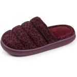 Chaussons mules velours semelle bloup xtra confort l�opard bordeaux