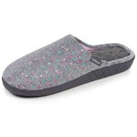 Chaussons mules velours semelle ergonomique, mousse � m�moire forme pois gris