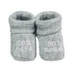 Chaussons naissance - message : 50% maman 50% papa gris
