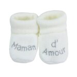 Chaussons naissance - message maman d'amour blanc