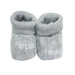 Chaussons naissance - message papa d'amour gris