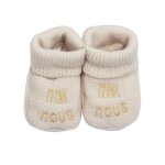 Chaussons naissance - mini nous beige