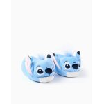 Chaussons en peluche avec oreilles stitch en 3d bleu clair