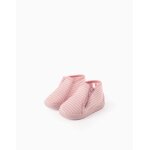 Chaussons � rayures avec fermeture �clair rose clair