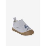 Chaussons  scratchs bb en cuir souple bleu imprim